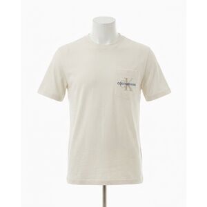 NEW CALVIN KLEIN monogram logo pocket tee in white